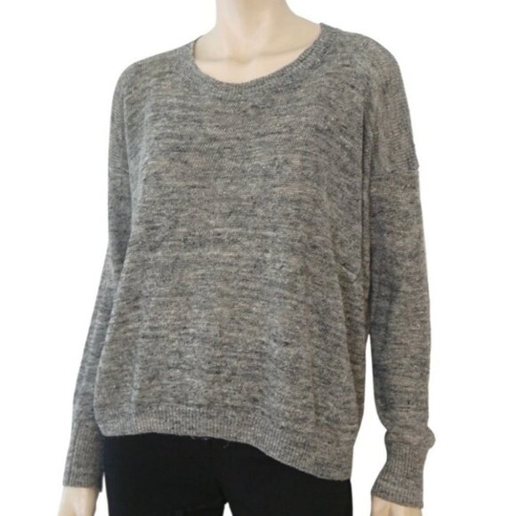 Vince 100% Linen Drop Shoulder Sweater Grey Crew Neck Size‎ XS Long Sleeve Knit - Picture 1 of 8